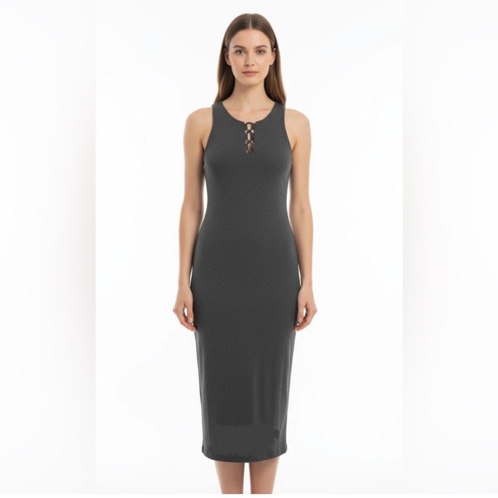 Guess Charcoal Midi Dress EUC
